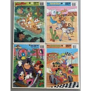 Golden Frame Tray Puzzles Lot fo 4 Donald Duck Mickey Mouse Ducktales Disney